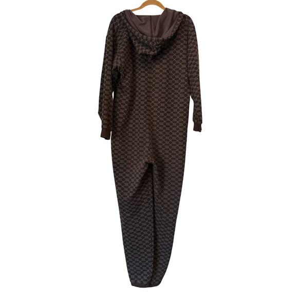 SAVAGE X FENTY Forever Savage Hooded Jumpsuit Black Caviar Monogram Print M - Picture 3 of 8